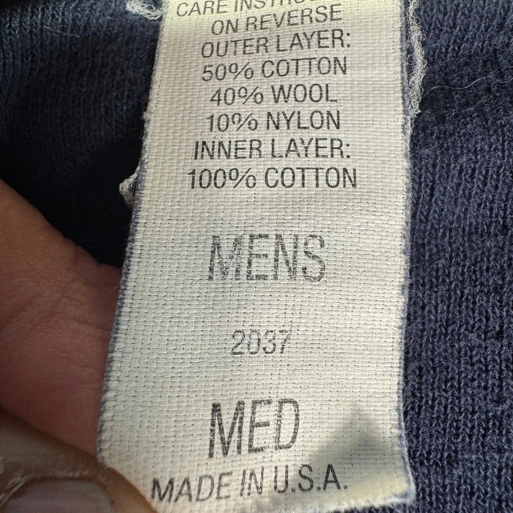 Vintage L.L. Bean River Driver Shirt Mens Medium Made in USA Navy Wool Henley